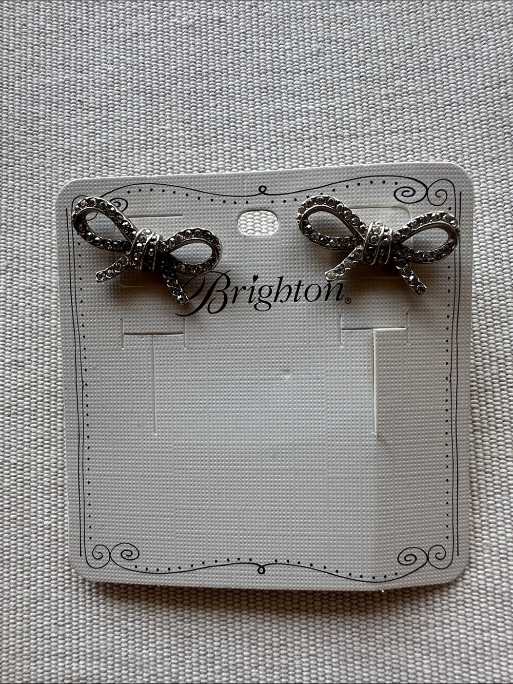 Brighton Silver Bow Stud Earrings with Crystal Detailing